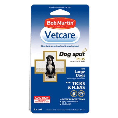 Bob Martin Vetcare Ticks & Fleas Spot Plus for Dog Supplies